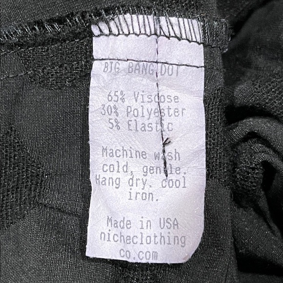 Niche Black Textured TUNIC DRESS, COWL NECK, TUCK HEMLINE, MADE IN USA, SIZE M - Picture 14 of 14